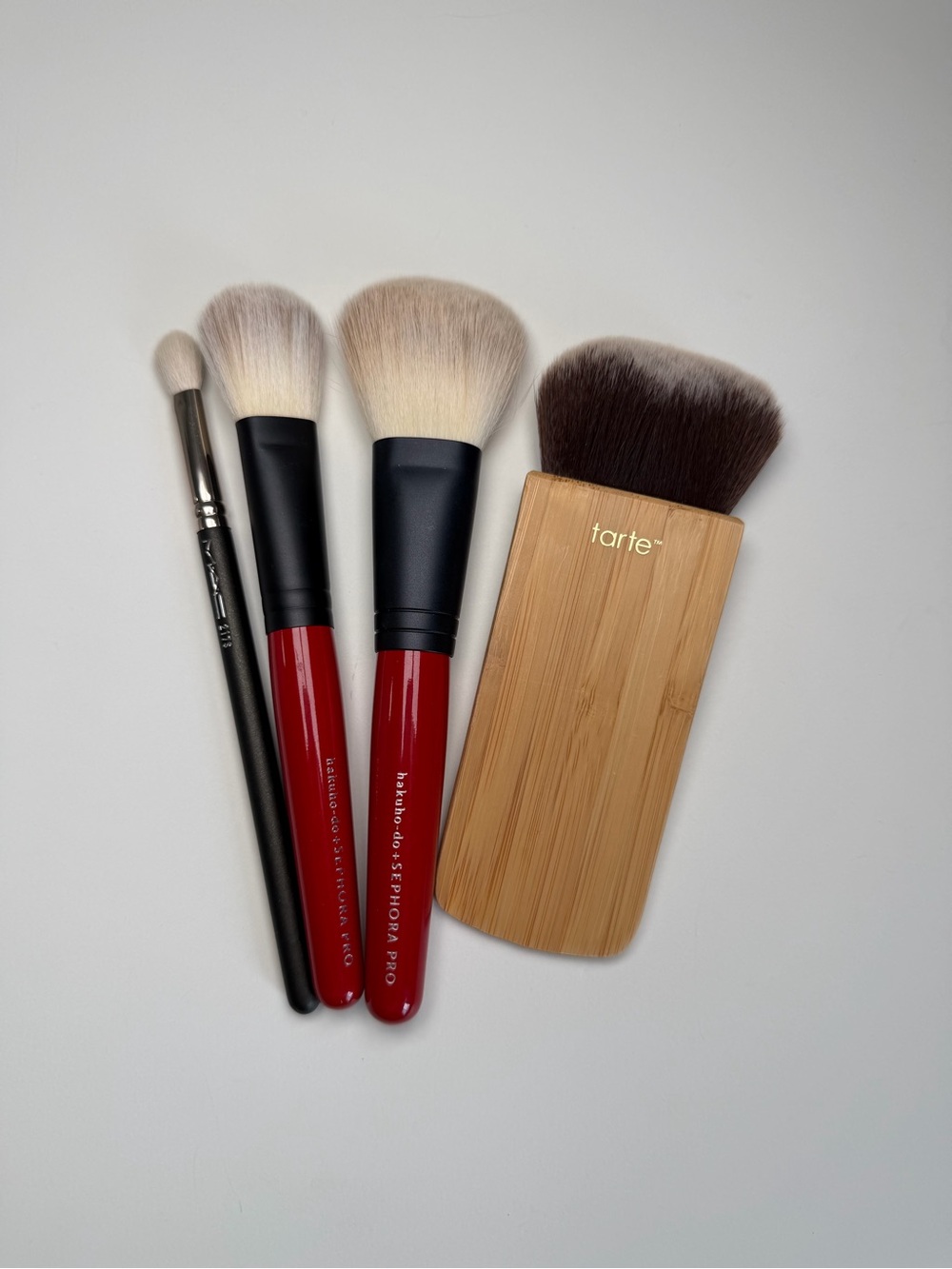 4-Piece Makeup Brush Bundle MAC 217S Tarte Sephora x Hakuhodo Ougi Kusabi